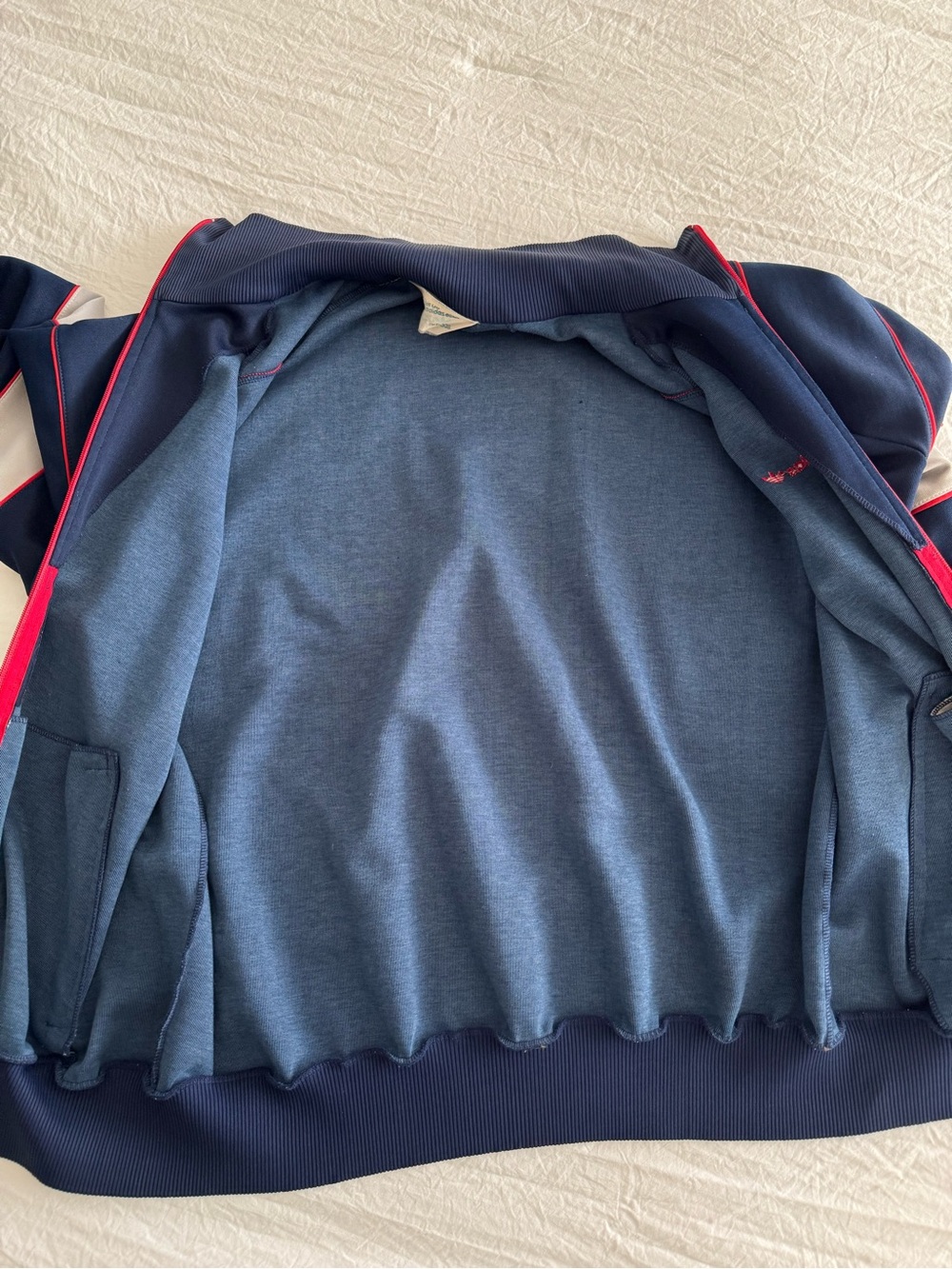 Vintage 80s Adidas Trefoil Track Jacket Navy Red White Colorblock - Picture 15 of 15